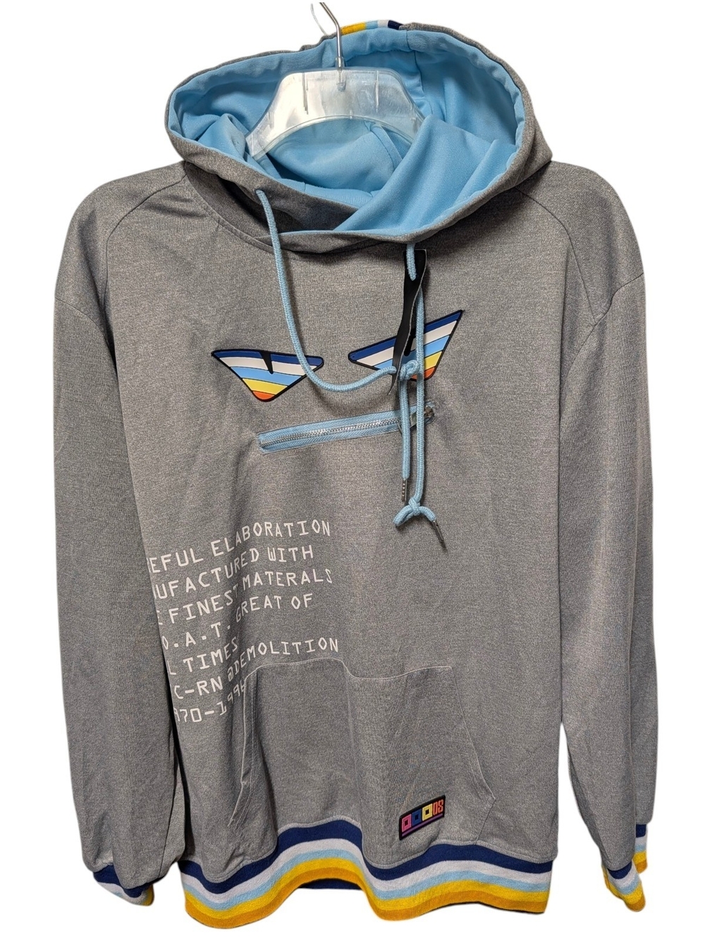 DYKS Demolition "Evil Eye" Hoodie gray XXL.  Heather gray with multicolor